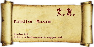 Kindler Maxim névjegykártya